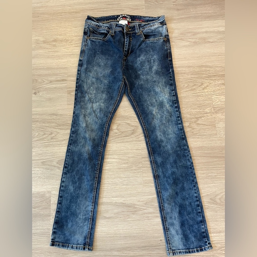PARASUCO Y2K Slim Fit Acid Wash Blue Denim Jeans. Size 30W/31L